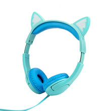 Load image into Gallery viewer, LX-K06 3.5mm Wired Children Learning Luminous Cat Ear Headset, Cable Length: 1.2m, Pink, Purple, Blue, Orange