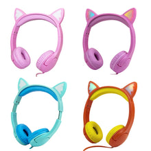Load image into Gallery viewer, LX-K06 3.5mm Wired Children Learning Luminous Cat Ear Headset, Cable Length: 1.2m, Pink, Purple, Blue, Orange