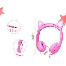 Load image into Gallery viewer, LX-K06 3.5mm Wired Children Learning Luminous Cat Ear Headset, Cable Length: 1.2m, Pink, Purple, Blue, Orange