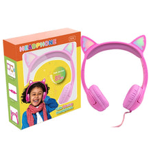 Load image into Gallery viewer, LX-K06 3.5mm Wired Children Learning Luminous Cat Ear Headset, Cable Length: 1.2m, Pink, Purple, Blue, Orange