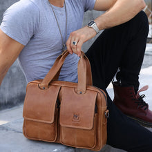 Load image into Gallery viewer, BUFF CAPTAIN 042 Men Leather Multi-Function Shoulder Messenger Bag First-Layer Cowhide Portable Briefcase