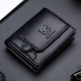 BUFF CAPTAIN 037 First-Layer Cowhide Men Leather Wallet Multi-Function Driver License Coin Purse