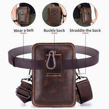 Load image into Gallery viewer, BUFF CAPTAIN 075 Men Belt Mobile Phone Waist Bag First-Layer Cowhide Multi-Function Diagonal Bag