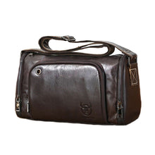 Load image into Gallery viewer, BUFF CAPTAIN HKDJB--001 First-Layer Cowhide Shoulder Messenger Bag Sports Men Leather Bag, Dark Brown, Yellow, Black