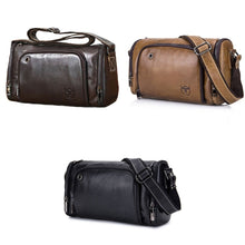 Load image into Gallery viewer, BUFF CAPTAIN HKDJB--001 First-Layer Cowhide Shoulder Messenger Bag Sports Men Leather Bag, Dark Brown, Yellow, Black