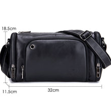 Load image into Gallery viewer, BUFF CAPTAIN HKDJB--001 First-Layer Cowhide Shoulder Messenger Bag Sports Men Leather Bag, Dark Brown, Yellow, Black