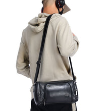 Load image into Gallery viewer, BUFF CAPTAIN HKDJB--001 First-Layer Cowhide Shoulder Messenger Bag Sports Men Leather Bag, Dark Brown, Yellow, Black