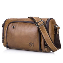 Load image into Gallery viewer, BUFF CAPTAIN HKDJB--001 First-Layer Cowhide Shoulder Messenger Bag Sports Men Leather Bag, Dark Brown, Yellow, Black