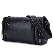Load image into Gallery viewer, BUFF CAPTAIN HKDJB--001 First-Layer Cowhide Shoulder Messenger Bag Sports Men Leather Bag, Dark Brown, Yellow, Black