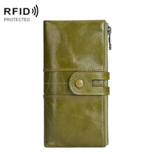 Load image into Gallery viewer, Retro Ladies RFID Wallet Leather Long Mobile Phone Bag, Green, Red, Brown, Black, Blue, Purple Coffee color