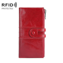 Load image into Gallery viewer, Retro Ladies RFID Wallet Leather Long Mobile Phone Bag, Green, Red, Brown, Black, Blue, Purple Coffee color