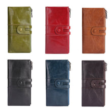 Load image into Gallery viewer, Retro Ladies RFID Wallet Leather Long Mobile Phone Bag, Green, Red, Brown, Black, Blue, Purple Coffee color