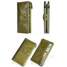 Load image into Gallery viewer, Retro Ladies RFID Wallet Leather Long Mobile Phone Bag, Green, Red, Brown, Black, Blue, Purple Coffee color