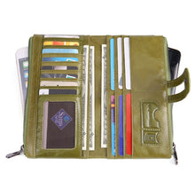 Load image into Gallery viewer, Retro Ladies RFID Wallet Leather Long Mobile Phone Bag, Green, Red, Brown, Black, Blue, Purple Coffee color