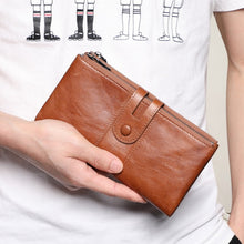 Load image into Gallery viewer, Retro Ladies RFID Wallet Leather Long Mobile Phone Bag, Green, Red, Brown, Black, Blue, Purple Coffee color