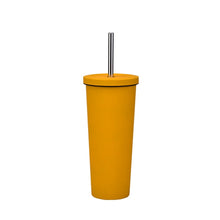 Load image into Gallery viewer, 700ml Large Capacity Double Stainless Steel Straw Cup Vacuum Outdoor 304 Insulation Cup Car Water Cup, Khaki, Cinnabar Orange, Lilac Purple, Pink, Glazed Green, Moss Green, Dark Gray, Indigo, Ink Black, Gray Green, Light Pink, Green White, Lake Blue