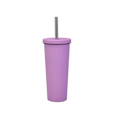 Load image into Gallery viewer, 700ml Large Capacity Double Stainless Steel Straw Cup Vacuum Outdoor 304 Insulation Cup Car Water Cup, Khaki, Cinnabar Orange, Lilac Purple, Pink, Glazed Green, Moss Green, Dark Gray, Indigo, Ink Black, Gray Green, Light Pink, Green White, Lake Blue