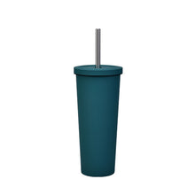 Load image into Gallery viewer, 700ml Large Capacity Double Stainless Steel Straw Cup Vacuum Outdoor 304 Insulation Cup Car Water Cup, Khaki, Cinnabar Orange, Lilac Purple, Pink, Glazed Green, Moss Green, Dark Gray, Indigo, Ink Black, Gray Green, Light Pink, Green White, Lake Blue