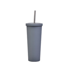 Load image into Gallery viewer, 700ml Large Capacity Double Stainless Steel Straw Cup Vacuum Outdoor 304 Insulation Cup Car Water Cup, Khaki, Cinnabar Orange, Lilac Purple, Pink, Glazed Green, Moss Green, Dark Gray, Indigo, Ink Black, Gray Green, Light Pink, Green White, Lake Blue