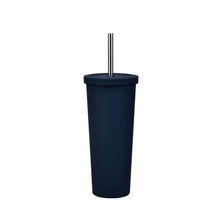 Load image into Gallery viewer, 700ml Large Capacity Double Stainless Steel Straw Cup Vacuum Outdoor 304 Insulation Cup Car Water Cup, Khaki, Cinnabar Orange, Lilac Purple, Pink, Glazed Green, Moss Green, Dark Gray, Indigo, Ink Black, Gray Green, Light Pink, Green White, Lake Blue