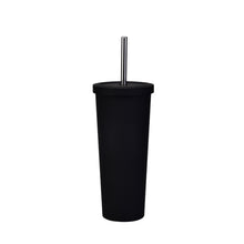 Load image into Gallery viewer, 700ml Large Capacity Double Stainless Steel Straw Cup Vacuum Outdoor 304 Insulation Cup Car Water Cup, Khaki, Cinnabar Orange, Lilac Purple, Pink, Glazed Green, Moss Green, Dark Gray, Indigo, Ink Black, Gray Green, Light Pink, Green White, Lake Blue