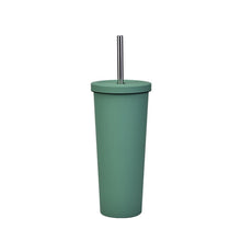 Load image into Gallery viewer, 700ml Large Capacity Double Stainless Steel Straw Cup Vacuum Outdoor 304 Insulation Cup Car Water Cup, Khaki, Cinnabar Orange, Lilac Purple, Pink, Glazed Green, Moss Green, Dark Gray, Indigo, Ink Black, Gray Green, Light Pink, Green White, Lake Blue