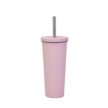 Load image into Gallery viewer, 700ml Large Capacity Double Stainless Steel Straw Cup Vacuum Outdoor 304 Insulation Cup Car Water Cup, Khaki, Cinnabar Orange, Lilac Purple, Pink, Glazed Green, Moss Green, Dark Gray, Indigo, Ink Black, Gray Green, Light Pink, Green White, Lake Blue