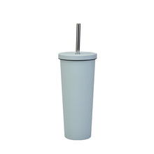 Load image into Gallery viewer, 700ml Large Capacity Double Stainless Steel Straw Cup Vacuum Outdoor 304 Insulation Cup Car Water Cup, Khaki, Cinnabar Orange, Lilac Purple, Pink, Glazed Green, Moss Green, Dark Gray, Indigo, Ink Black, Gray Green, Light Pink, Green White, Lake Blue