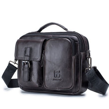 Load image into Gallery viewer, BULL CAPTAIN 036 Men Leather Shoulder Bag Retro First-Layer Cowhide Messenger Bag, Black, Iron Blue, Beige, Brown, Yellow Brown