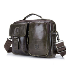 Load image into Gallery viewer, BULL CAPTAIN 036 Men Leather Shoulder Bag Retro First-Layer Cowhide Messenger Bag, Black, Iron Blue, Beige, Brown, Yellow Brown