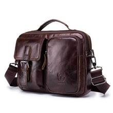 Load image into Gallery viewer, BULL CAPTAIN 036 Men Leather Shoulder Bag Retro First-Layer Cowhide Messenger Bag, Black, Iron Blue, Beige, Brown, Yellow Brown