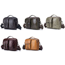 Load image into Gallery viewer, BULL CAPTAIN 036 Men Leather Shoulder Bag Retro First-Layer Cowhide Messenger Bag, Black, Iron Blue, Beige, Brown, Yellow Brown