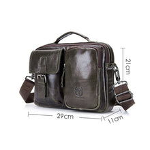 Load image into Gallery viewer, BULL CAPTAIN 036 Men Leather Shoulder Bag Retro First-Layer Cowhide Messenger Bag, Black, Iron Blue, Beige, Brown, Yellow Brown