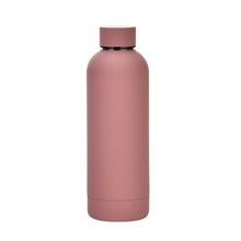 Load image into Gallery viewer, Stainless Steel Outdoor Matte Water Bottle Portable Sports Water Cup Rubber Paint Insulation Cup, Moss Green, Light Pink, Smoky Pink, Cinnabar Orange, Green White, Khaki, Ink Black, Lake Blue, Gray Green, Lilac Purple, Indigo, Gray