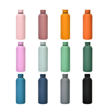 Load image into Gallery viewer, Stainless Steel Outdoor Matte Water Bottle Portable Sports Water Cup Rubber Paint Insulation Cup, Moss Green, Light Pink, Smoky Pink, Cinnabar Orange, Green White, Khaki, Ink Black, Lake Blue, Gray Green, Lilac Purple, Indigo, Gray