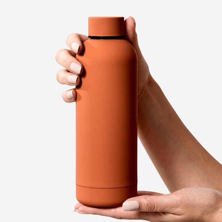 Stainless Steel Outdoor Matte Water Bottle Portable Sports Water Cup Rubber Paint Insulation Cup, Moss Green, Light Pink, Smoky Pink, Cinnabar Orange, Green White, Khaki, Ink Black, Lake Blue, Gray Green, Lilac Purple, Indigo, Gray