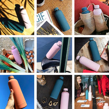Load image into Gallery viewer, Stainless Steel Outdoor Matte Water Bottle Portable Sports Water Cup Rubber Paint Insulation Cup, Moss Green, Light Pink, Smoky Pink, Cinnabar Orange, Green White, Khaki, Ink Black, Lake Blue, Gray Green, Lilac Purple, Indigo, Gray