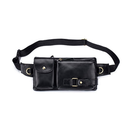 BULL CAPTAIN 020 Men Small Mobile Phone Waist Bag Crossbody Multi-Function Chest Bag, Black, Brown