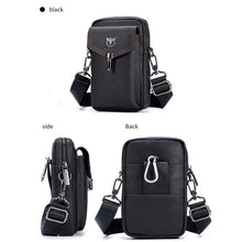 Load image into Gallery viewer, BULL CAPTAIN 076 Retro Leather Mobile Phone Waist Bag Men Leather Messenger Bag, Black, Brown