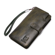 Load image into Gallery viewer, BULL CAPTAIN 028 Long Buckle Retro Cowhide Multi-Function Wallet (Black), Orange, Green, Blue, Red, Black, Brown