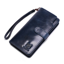 Load image into Gallery viewer, BULL CAPTAIN 028 Long Buckle Retro Cowhide Multi-Function Wallet (Black), Orange, Green, Blue, Red, Black, Brown