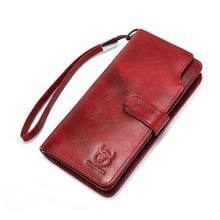 Load image into Gallery viewer, BULL CAPTAIN 028 Long Buckle Retro Cowhide Multi-Function Wallet (Black), Orange, Green, Blue, Red, Black, Brown