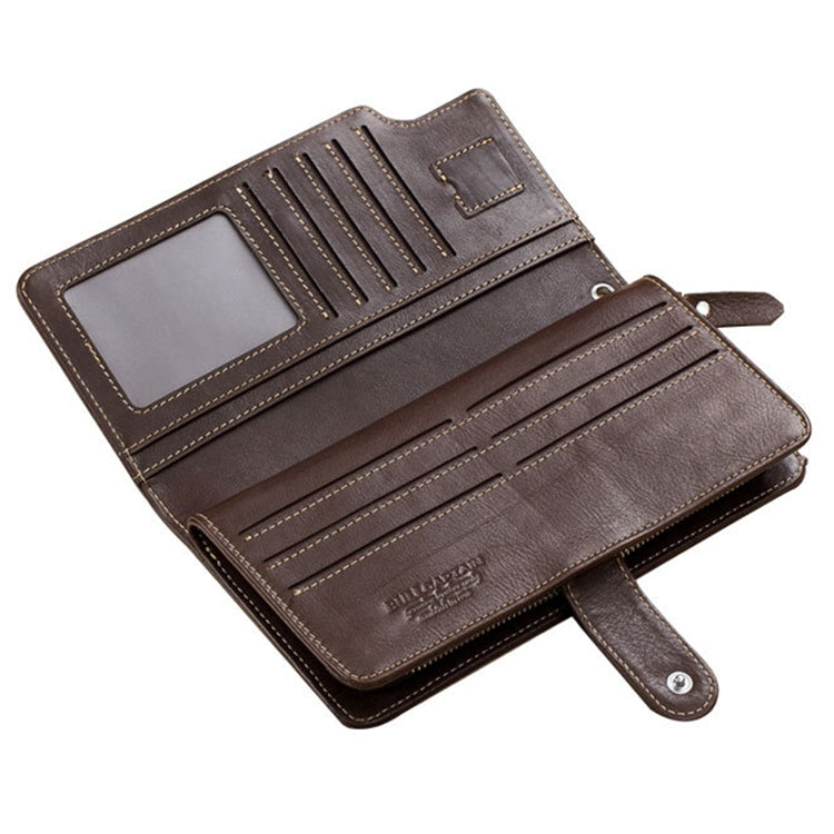 BULL CAPTAIN 028 Long Buckle Retro Cowhide Multi-Function Wallet (Black), Orange, Green, Blue, Red, Black, Brown