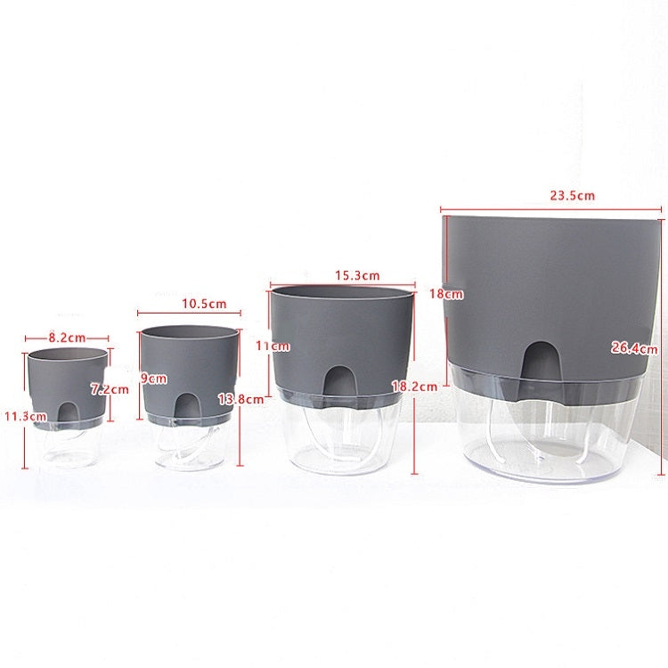 Transparent Plastic Double-Layer Water Storage Automatic Water-Absorbing Flowerpot, A703 Caliber 8.2cm, A705 Caliber 10.5cm, A707 Caliber 15.3cm, A709 Caliber 23.5cm