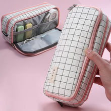 Load image into Gallery viewer, Angoo Double-Open Multi-Layer Stationery Pencil Case Multifunctional Cosmetic Bag, Palm Black And White, Ink Painting, British Style, Star Rain Dot, Fairy Lattice, Gentle Breeze