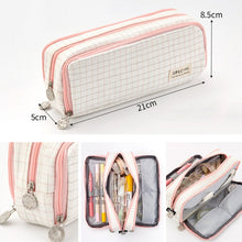 Load image into Gallery viewer, Angoo Double-Open Multi-Layer Stationery Pencil Case Multifunctional Cosmetic Bag, Palm Black And White, Ink Painting, British Style, Star Rain Dot, Fairy Lattice, Gentle Breeze
