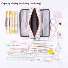 Load image into Gallery viewer, Angoo Double-Open Multi-Layer Stationery Pencil Case Multifunctional Cosmetic Bag, Palm Black And White, Ink Painting, British Style, Star Rain Dot, Fairy Lattice, Gentle Breeze