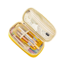 Load image into Gallery viewer, Angoo Cotton And Linen Large Capacity Pencil Stationery Bag, 602 Turmeric / Beige, 589 Shallow Khaki / Beige, 480 Ink Printing, 572 Navy / Beige, 890 Pink, 876 Dark Pink, 883 Gray