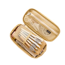Load image into Gallery viewer, Angoo Cotton And Linen Large Capacity Pencil Stationery Bag, 602 Turmeric / Beige, 589 Shallow Khaki / Beige, 480 Ink Printing, 572 Navy / Beige, 890 Pink, 876 Dark Pink, 883 Gray