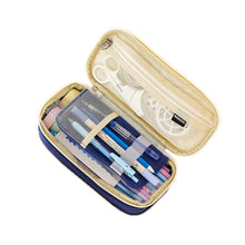 Load image into Gallery viewer, Angoo Cotton And Linen Large Capacity Pencil Stationery Bag, 602 Turmeric / Beige, 589 Shallow Khaki / Beige, 480 Ink Printing, 572 Navy / Beige, 890 Pink, 876 Dark Pink, 883 Gray